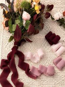 3 Rolls 3 Colors Handmade Chiffon Ribbon, Suitable For Wedding Invitations, Mother's Day, Bridal Bouquets, Gift Wrapping, DIY Crafts - Chiffon Ribbon - View 4