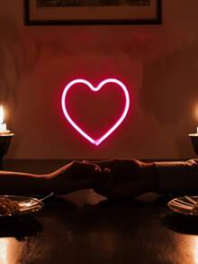 1pc Pink Heart Neon Light, Battery Powered Or USB Powered LED Neon Light For Party, Mother's Day, Valentine's Day, Decorative Light, Table And Wall Christmas Atmosphere Decoration Light - Multicolor - View 8