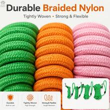 Heavy-Duty Dog Training Leash, Weather-Resistant Nylon Material, With Stainless Steel Hook And Comfortable Handle, Durable, Suitable For Dog Walking, Running, Recall Training, Travel And Outdoor Play, Available In Orange, Pink And Green - Multicolor - View 4