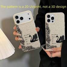 1件個性化天鵝波點美學圖案黑色液態直邊手機殼，適用於 iPhone 16/16Pro/16Plus - 彩色 - 查看 5