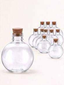 1-20PCS Transparent Plastic Spherical Wish Bottle. Suitable For Sand Art (Includes Cork Stopper), Party Decorations, "Magic Potions," DIY Crafts, Essential Oil Storage, Aquatic Plant Containers, Message-In-A-Bottle Displays, Star Wish Bottles. - Multicolor - View 6