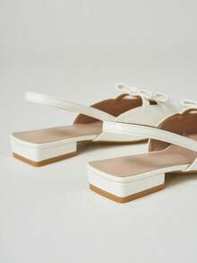 Women's Pointed Toe Double Bow Back Strap Flat Sandals, Fashion Hollow Out Outdoor - White - View 8