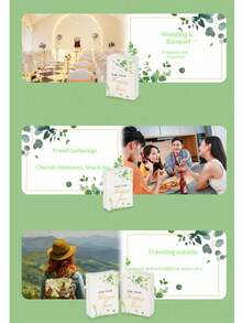 Highly Attractive Wedding Pocket Tissues, Green Leaf Pattern Mini Facial Tissues, Wedding Favor Tissues, Guest Gifts, Wiping And Cleaning, Dry And Wet Use, Party Decoration Accessories, Suitable For Wedding Ceremonies, Wedding Receptions, Guest Gifts, Table Decor, Celebration Events - Multicolor - View 9