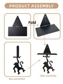 1PC Animal Silhouette Metal Wall Hanging Shelf, Wall Display Rack, Spider / Cat / Monkey / Lizard / Frog / / Dragon Multiple Styles, Gothic Room Decor, Aromatherapy Small Ornament Storage Rack - Black - View 8