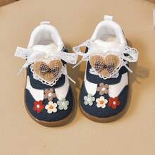Sepatu Bayi Balita Motif Hati, Sepatu Jalan Bayi Perempuan Motif Patchwork Vintage, Desain Berkualitas Tinggi - Teal Blue - View 4