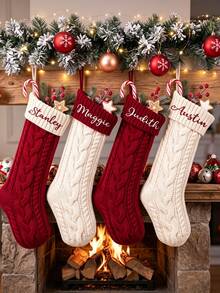 Custom Dog Bone Christmas Stocking, Personalized Pet Name Sock, Fireplace Holiday Decoration, Christmas Gift For Dog Moms And Pet Lovers - Multi-color 2 - View 2