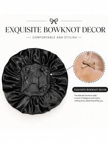 CONFLASS Soft Elastic Wide Band Sleep Cap With Bows,Silky Hair Bonnet For Sleeping Night Cap,Protect Curly Hair,Hair Wrap For Braid Natural Hair,Daily Sleeping - Multicolor - View 4