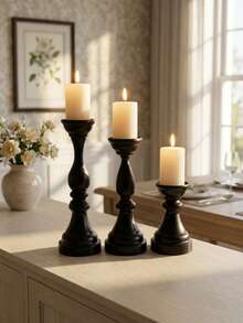Nordic-Style Black Exquisite Iron Candle Holder – Simple Textured Candle Stand, Perfect For Home Decor, Room Decor, Party & Holiday, Office Styling, Living Room Accessory, Great As Halloween, Christmas, Birthday, Friend Gift - Classic Elegant Style - View 5