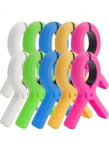 1-8pcs Colorful Beach Towel Clips, Plastic Clothes Pegs, Windproof Beach Towel Clips, Towel Clips, Strong Spring Clips, Towel & Sock Clips, Clothes Clips, Hook Clips, Suitable For Home And Travel, Cruise, Pool Accessories, Camping Car Essential Beach Supplies, Holiday Essentials - Multicolor - View 6