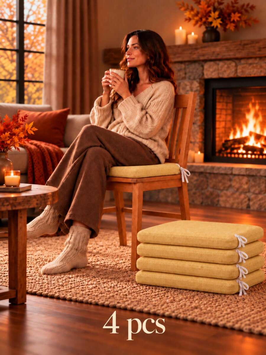 4 Pcs Luxury Chair Cushion 40x40 Cm – Thick-Filled Plush Seat Pad For Superior Comfort In Der Turkei