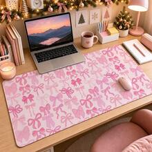 1pc Black Bow Print Mouse Pad, White Coquette Ribbon Bowtie Pattern Extended Desk Mat For Home Office And Gaming, Sizes S/M/L/XL - View 7