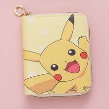 Zipper Wallet, Soft PU Leather Material, Cute Anime Cartoon Style, Multiple Character Print, Yellow Square Shape - Multicolor - View 11
