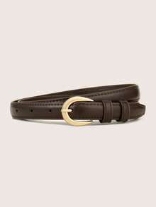 3pcs Plus Size PU Leather Belt Set With Gold-Tone Alloy Buckle, Classic Beveled Edge, Versatile Women's Belt For All Seasons - 1.8cm Wide Flat Buckle With Beveled Edge - View 41