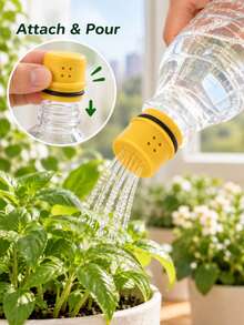 Yellow 4-Hole Bottle Watering Cap Attachment, Fits Small And Large Plastic Bottle Spouts, Portable Watering Nozzle For Indoor Plants, Balcony And Garden - Multicolor - View 1