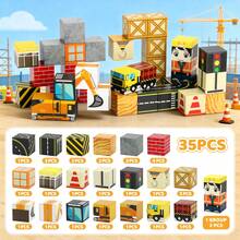 35PCS Kids Engineering Magnetic Cube Building Set, STEM Role Play Travel Toy, Suitable For Boys And Girls - Multicolor - View 8