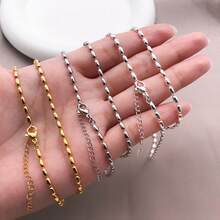1pc Brass Rice Bead Blank Necklace Chain Dainty Oval Rice Link Chain Gold Silver Tone DIY Jewelry Making Necklace Chain Base Craft Accessories - Multicolor - View 4