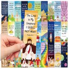30pcs Bible Verse Bookmarks, Cartoon Paper Bookmarks, Reading Gift Notes, DIY Page Markers, Religious Gift Creative, Colorful Illustrations, High-Quality Printing Design - A - View 6