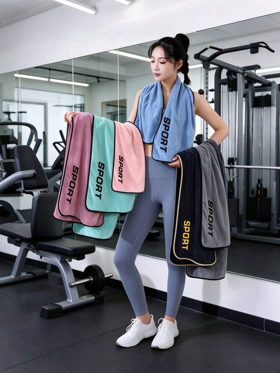 Toalla deportiva de secado rápido, toalla absorbente para fitness, toalla de estilo deportivo negro & dorado, toalla de playa (toalla de cuello), toalla de club, diseño con gancho, lavable a máquina, adecuada para fitness de mujeres, yoga, pilates, tenis, correr, natación, viajes, secado de sudor deportivo, gimnasio, correr, actividades al aire libre, - Multicolor - Ver 1