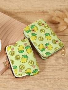 New Women's Fruit Printed Wallet, Multi Card Slot Function Wallet, Detachable Large Capacity Storage Bag, Suitable For Outdoor Use - Yellow - View 6