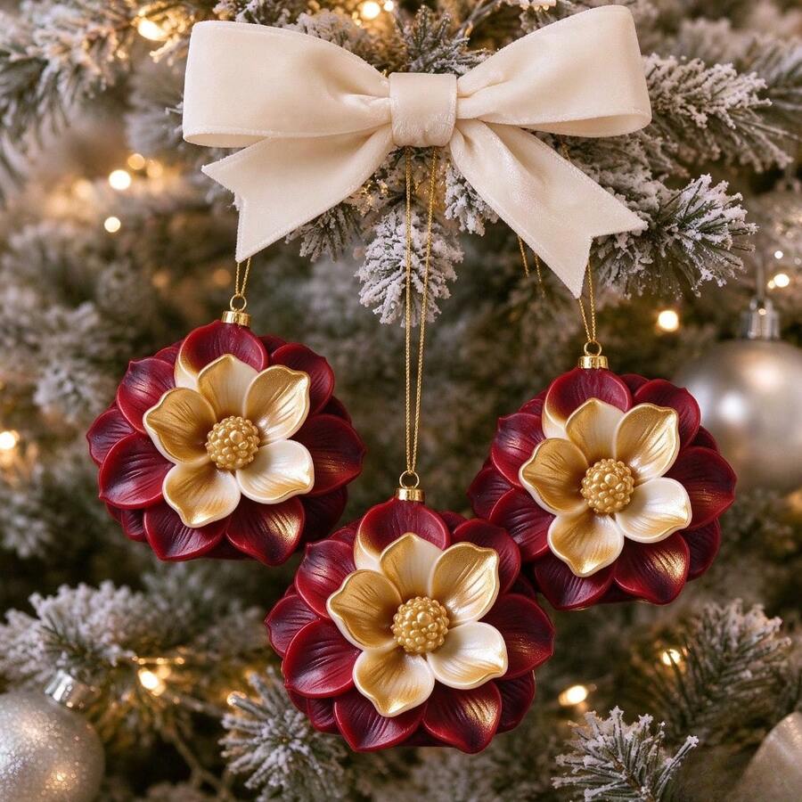 Cubulo 3D Layered Flower Ornament Silicone Mold, Reusable Easy Release Resin Casting Mold For Epoxy Resin, Plaster, Candle, Soap, DIY Festive Xmas Tree Hanging Decor, Holiday Home Ornament, Christmas Handmade Craft Gift For Crafters - White - View 1
