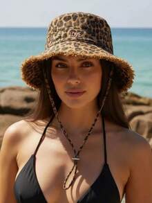 1pc Solid Color Metal Rhinestone LOVE Decor Tassel Bucket Hat, UV Protection Sun Hat, Suitable For Beach Vacation, Travel And Daily Street Wear - Love Bucket Hat - View 11