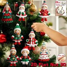 Christmas Tree Hanging Decoration Cute Cartoon Girl Christmas Outfit Wooden Home Yard Party Gift Decor - Multicolor - View 4