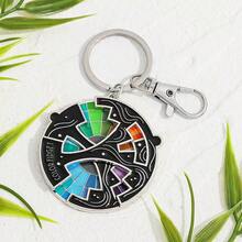 1pc Metal Enamel Colorful Rotating Spinner Keychain, Backpack Pendant Gift - Multicolor - View 2