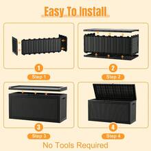 Outdoor Storage Box,120 Gallon Waterproof Resin Patio Deck Box UV Resistant Lockable Package Delivery Bin, Toy Cabinet, Shoe & Garden Tools Storage, Ottoman, Indoor/Outdoor - C - View 3