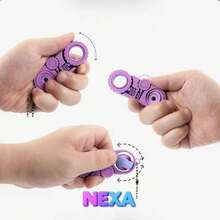 1pc 3D Printed Finger Fidget Ring, 3-In-1 Decompression Gear Keychain, 360° Rotatable With Clicking Sound, For Emotional Release And Relieving Work And Daily Life Stress - Multicolor - View 3