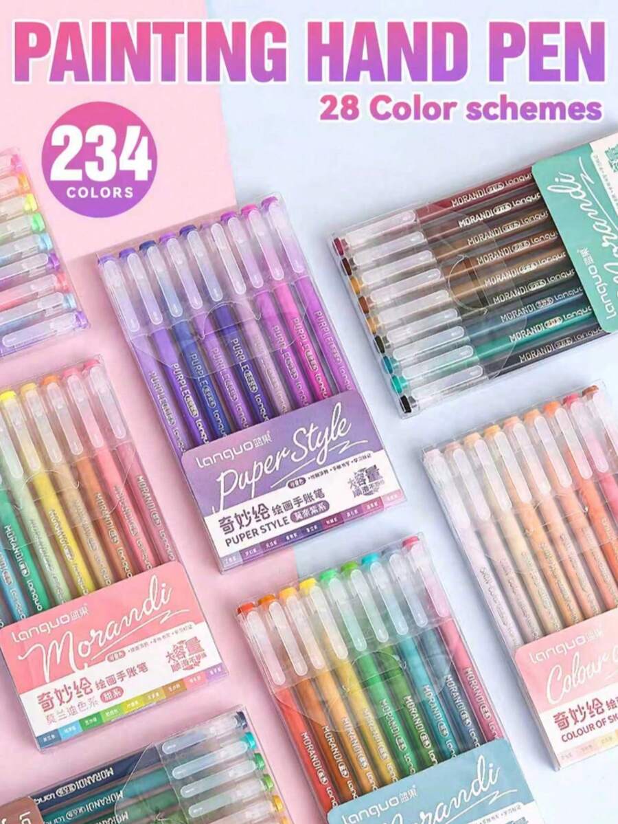 Languo Colors Suitable For Gift Giving New Hand Account Pen Set Painting Pens High-Looking Note Pens Can Be Stacked Colorful Drawing Graffiti Hand Account Writing Marking Pens Strong Coverage Even Ink Flow - Sets - View 1
