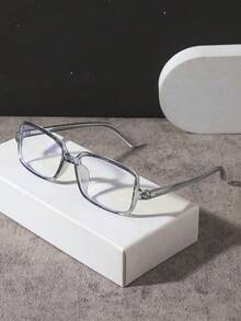 1 PC Men's Classic Solid Color Square Glasses Frame PC Material Frame Lightweight Casual And Versatile For Business Office Outfit With Glasses Box - Multicolor - View 7