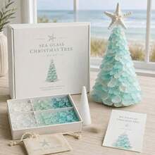 Sea Glass Christmas Tree Set (Glue Not Included), Sea Glass Christmas Tree Series Set, Desktop Decor Set, Coastal Style Holiday Decoration, Handmade Craft, Christmas Theme Creative Gift - A - View 12