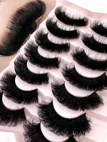 Brand New Natural Voluminous Fluffy False Eyelashes, Create Charming Messy Mink Lash Effect, Extra Long Reusable, 8D Dense Long-Lasting, Create Fox Eye Lifting Effect, Full Lash Can Effectively Extend And Thicken Outer Corner, Perfect Makeup Gift For Women And Girls - Black - View 10