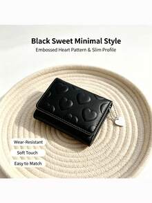 Cute Heart Quilted Short Wallet Mini Trifold Purse Card Holder For Women Girls - Multicolor - View 4
