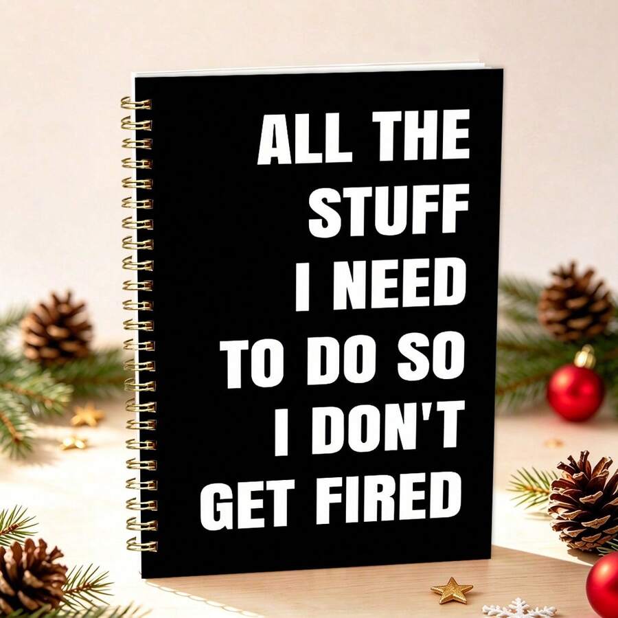 1pc Softcover Funny Office Notebook, Inspirational Quotes Journal, Suitable For Colleagues, Employees, Office, Gift For Boss, To-Do List Notebook, 5.5" X 8.3", School Supplies, Back To School - Style B - View 1