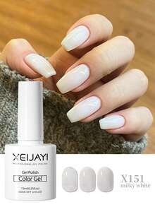 XEIJAYI 1件 7.3ml 乳白色凝膠指甲油，UV/LED相容凝膠指甲油，適用於沙龍與居家DIY美甲 - 白色 - 查看 4
