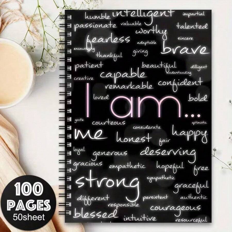 Stationery Notepad Back To School: 1 "Progress Is Better Than Perfection" Quote A5 Spiral Notebook, Black Spiral Binding, Student And Office Notebook, Portable Writing For Professionals And Students, Ideal Gift Choice - One Book (50 Pages, 100 Pages) - View 1