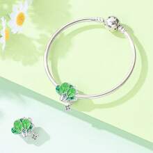 Pandach 1pc S925 Sterling Silver Fruit & Vegetable Theme Beaded Charm, Original Handmade Bracelet Necklace DIY Pendant Chain Jewelry Making, Includes Cherry, Apple Clock, Bok Choy Shapes, Enamel Craft With Zirconia Inlay, Versatile Handmade Accessory, Exquisite Gift Accessory, Compatible With All-Match Bracelets - Multicolor - View 10