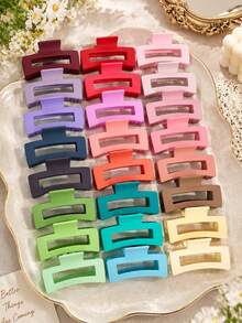 5/3/1pc Random Matte Rectangular Hair Claw Clip, Vintage Hollow Out Hair Clip, Y2K Women Hair Accessory, Retro Wild Style Design Hair Accessory - Multicolor - View 1