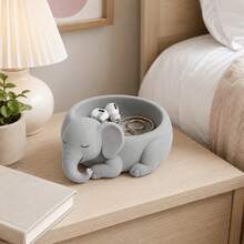 2pcs 3D Printed "Sleeping Elephant" Jewelry Tray - Creative Desktop Storage & Decor. Featuring A Stylish Elephant Design, This Multi-Functional Tray Is Perfect For Bedroom Vanity Or Office Desk, And Also Makes A Great Gift. - Multicolor - View 3