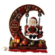 Wooden Santa Claus Swing Shaped Holiday Decoration 2D Wooden Desktop Ornament Creative Bookshelf Atmosphere Decor - A - View 9