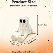 3D Printed Halloween Ghost Figurine, Adjustable Joint Desktop Decoration, Creative Holiday Tabletop Decor 14+ - White - View 9