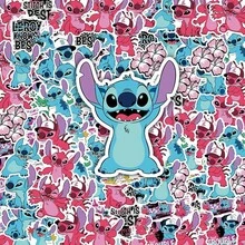 Lilo & Stitch 50PCS Stitch Decorative Sticker Set, Waterproof PVC, Removable No Residue, Suitable For Planner, Water Bottle, Phone Case, Laptop, Luggage, Children's Craft Stickers - Multicolor - View 3