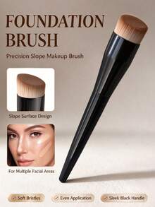 1pc Flat Top Foundation Brush, Soft Synthetic Fiber, Portable Kabuki Makeup Brush, Suitable For Makeup Beginners, Create Seamless Flawless Liquid Foundation, Travel Portable Makeup Tool, Perfect Gift For Women And Girls - Multicolor - View 1