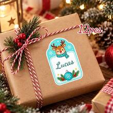 12/25/50 st personliga anpassade julklappsetiketter med namn, utskurna självhäftande julklappsetiketter, assorterade söta högtidsdesignade klistermärken för presentinslagning, julklapp - Multifärgad - Visa 14