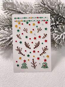 1/2pcs Christmas Theme Rhinestone Decorative Stickers, Self-Adhesive, Includes Five-Pointed Star, Christmas Tree, Deer Horn Shiny Rhinestone Decor, Rich Colors, Firm Adhesion, Can Decorate Phone Cases, Water Cups, Greeting Cards And Other Object Surfaces, Adding Festive Sparkling Atmosphere - one-size - View 9