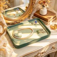 1pc French Vintage Luxury Jewelry Tray, Leather Suede Necklace Ring Earring Bracelet Selection Tray, Jewelry Storage Display Prop - Multicolor - View 1