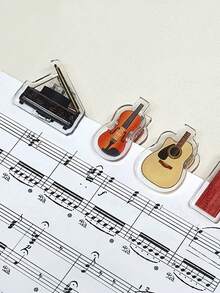 Transparent Piano Sheet Music Clip, Cartoon Colorful Musical Note Sheet Music Clip, Mini Sheet Music Clip, Transparent Plastic Clip Can Firmly Hold Piano Sheet Music, Suitable For Guitar, Violin, Piano, Suitable For Musicians, Composers, Portable Music Accessory - Multicolor - View 1