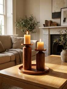 Minimalist Chic Exquisite Iron Candle Holder – Simple Textured Candle Stand, Fits Various Pillar Candle Sizes, Perfect For Home Decor, Room Decor, Party & Holiday Decor, Office Styling, Living Room Accessory, Also Ideal As Wedding & New Year Gift - Minimalist Custom Style - View 4