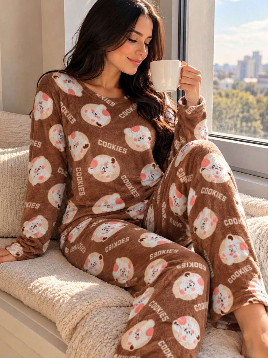 Women Pajama Sets - Coffee Brown - View 1